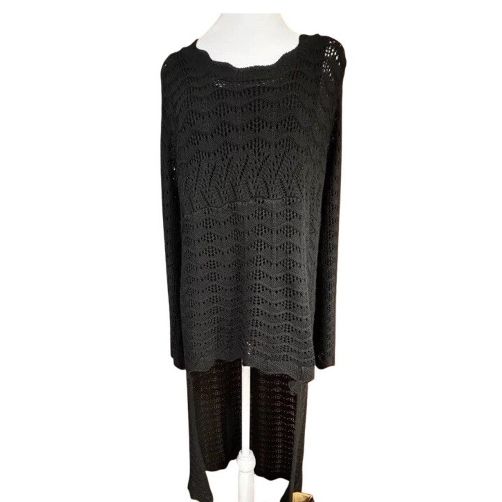 Crochet Sweater High Low Stevie Boho Open Knit Peasant Lagenlook Swim Cover S